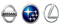 Logos des marques Nissan, Subaru, Lexus